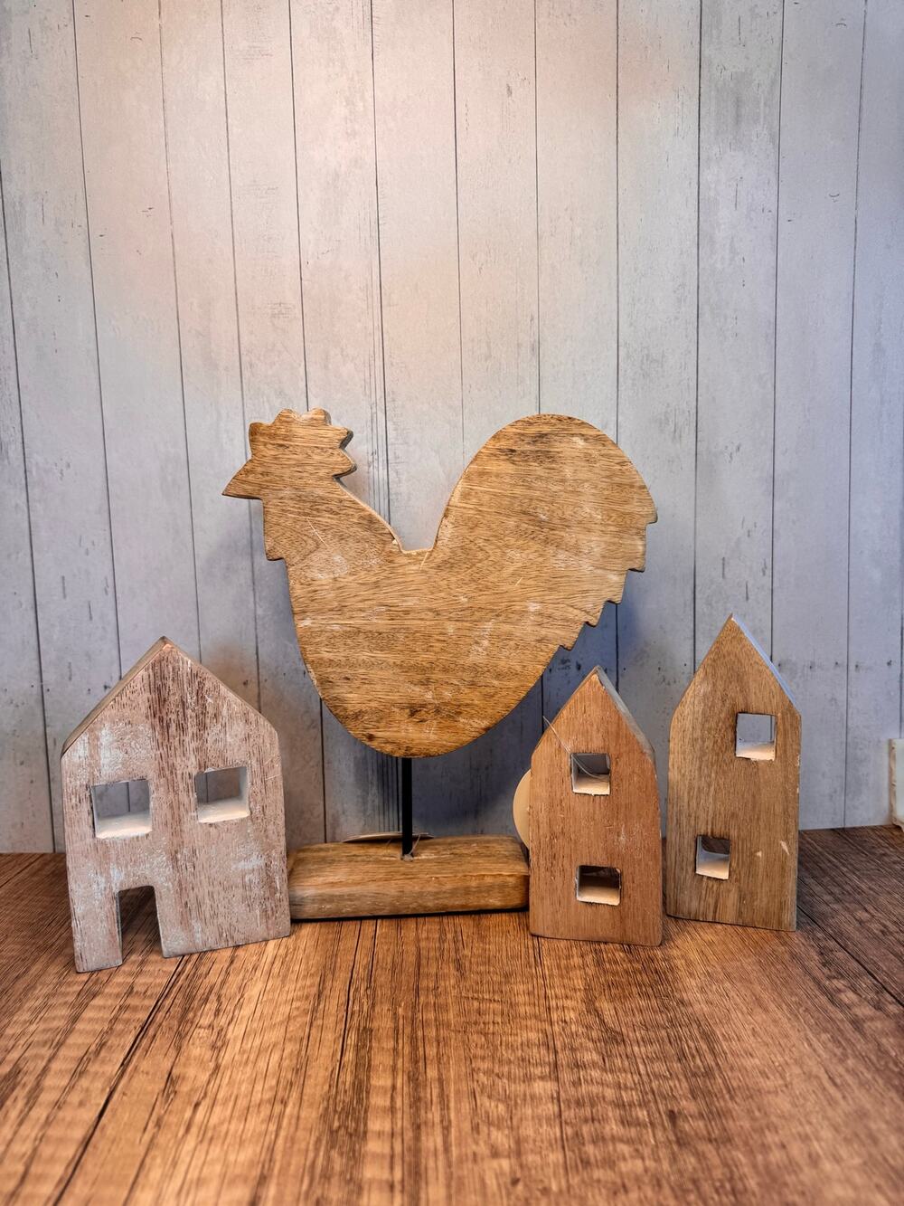 Rustic Wood Chicken Summer Home Decor 3 wood homes bundle set of 4  FAST SHIP